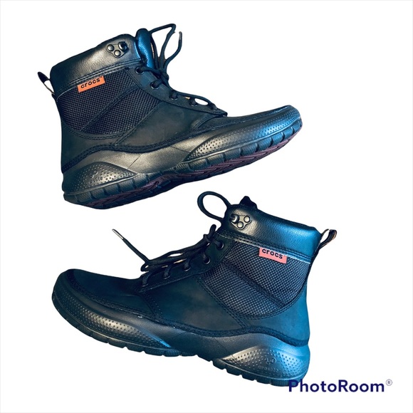 CROCS Shoes - Crocs Croslite Black Hiking Boots Non Marking Bottom Unisex Mens 8 Women’s 9 EUC